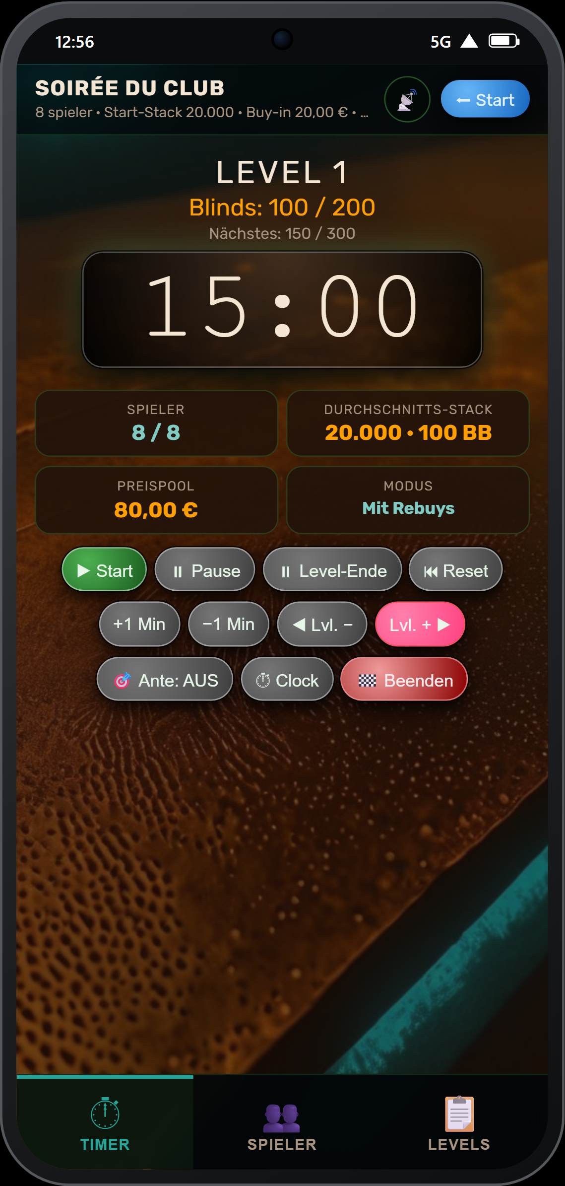 Timer im Modus Cantina