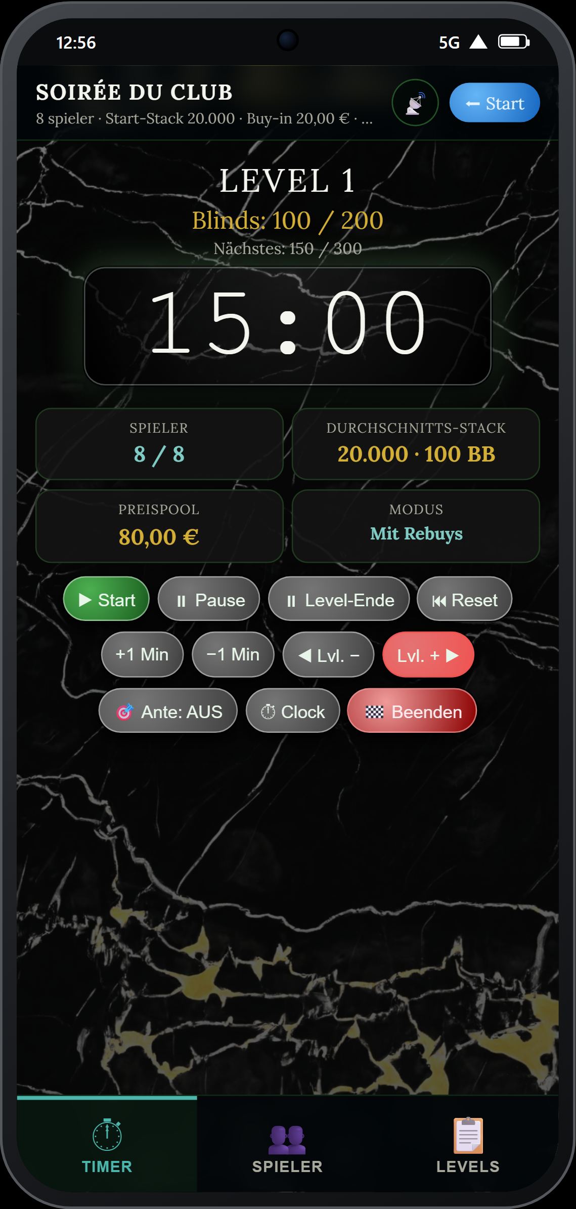 Timer im Modus Monte Carlo