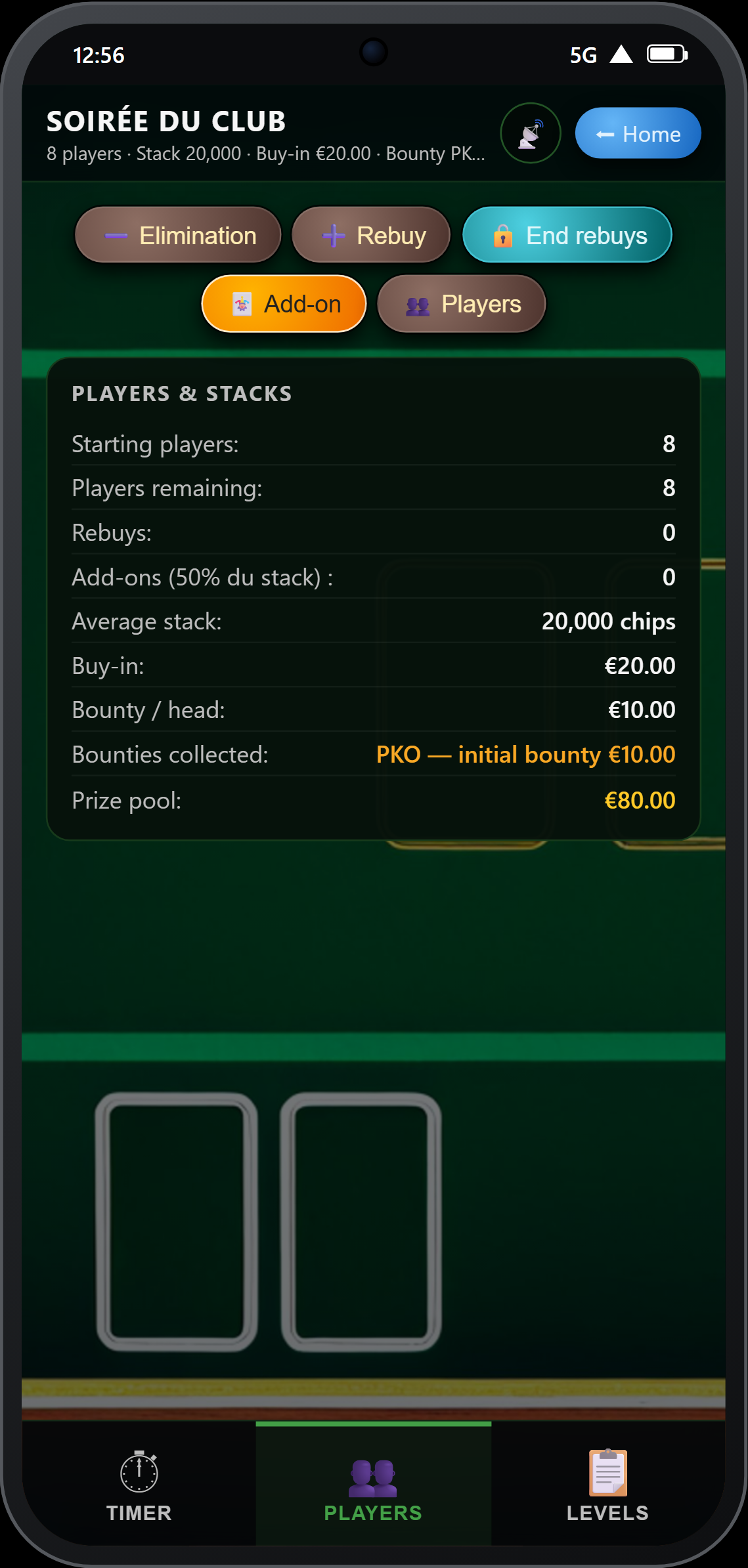 Players modal IN/OUT