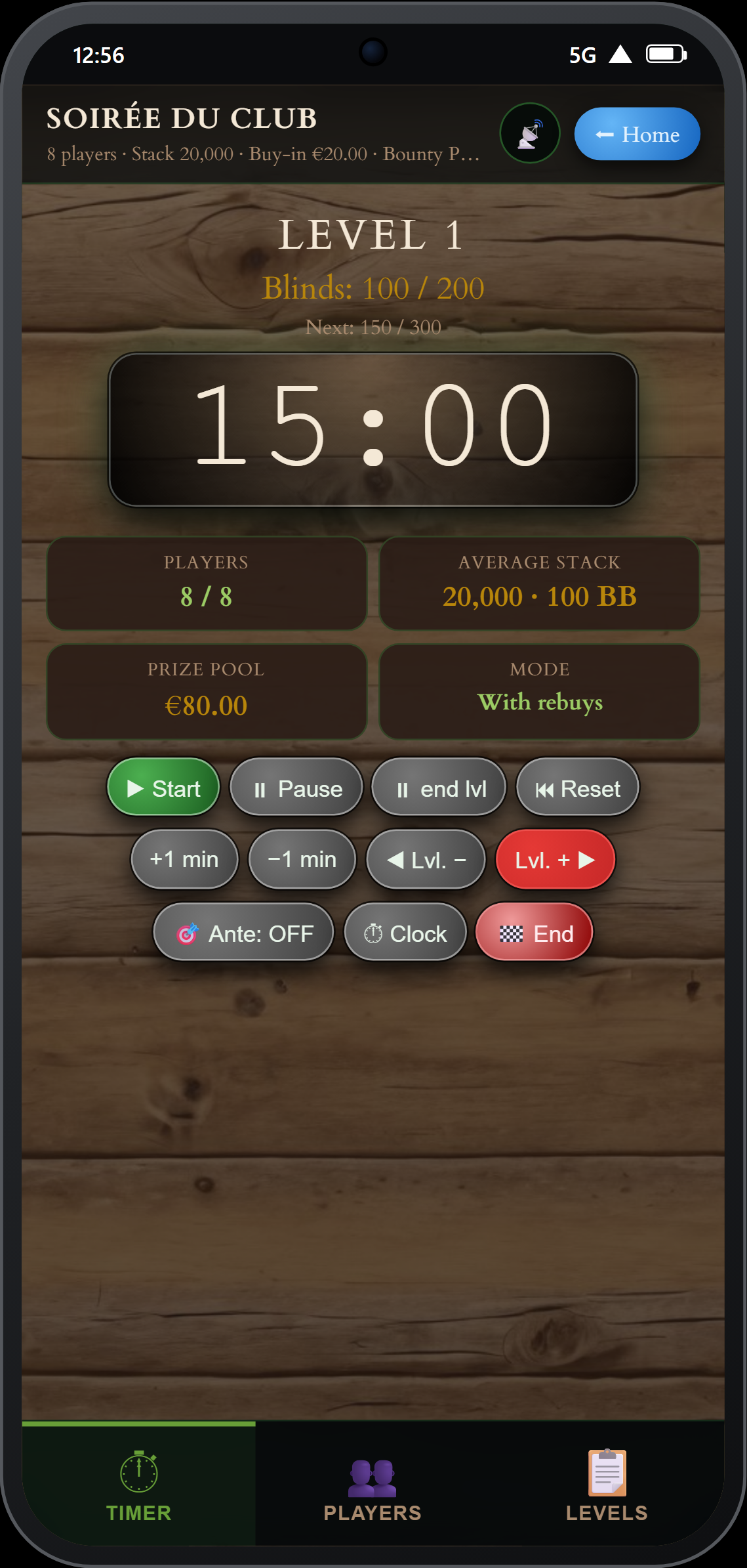 Timer in Saloon mode