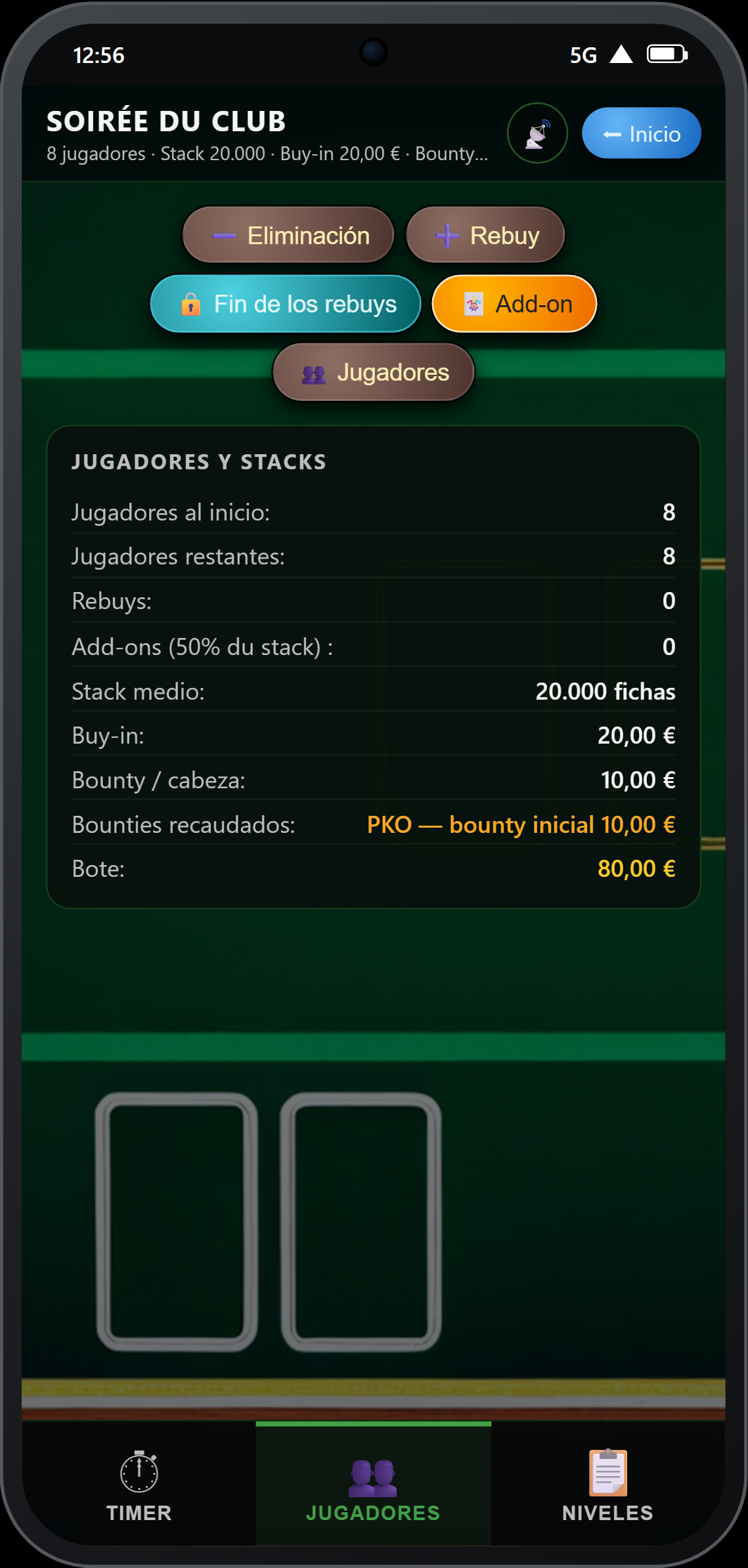 Ventana de jugadores IN/OUT