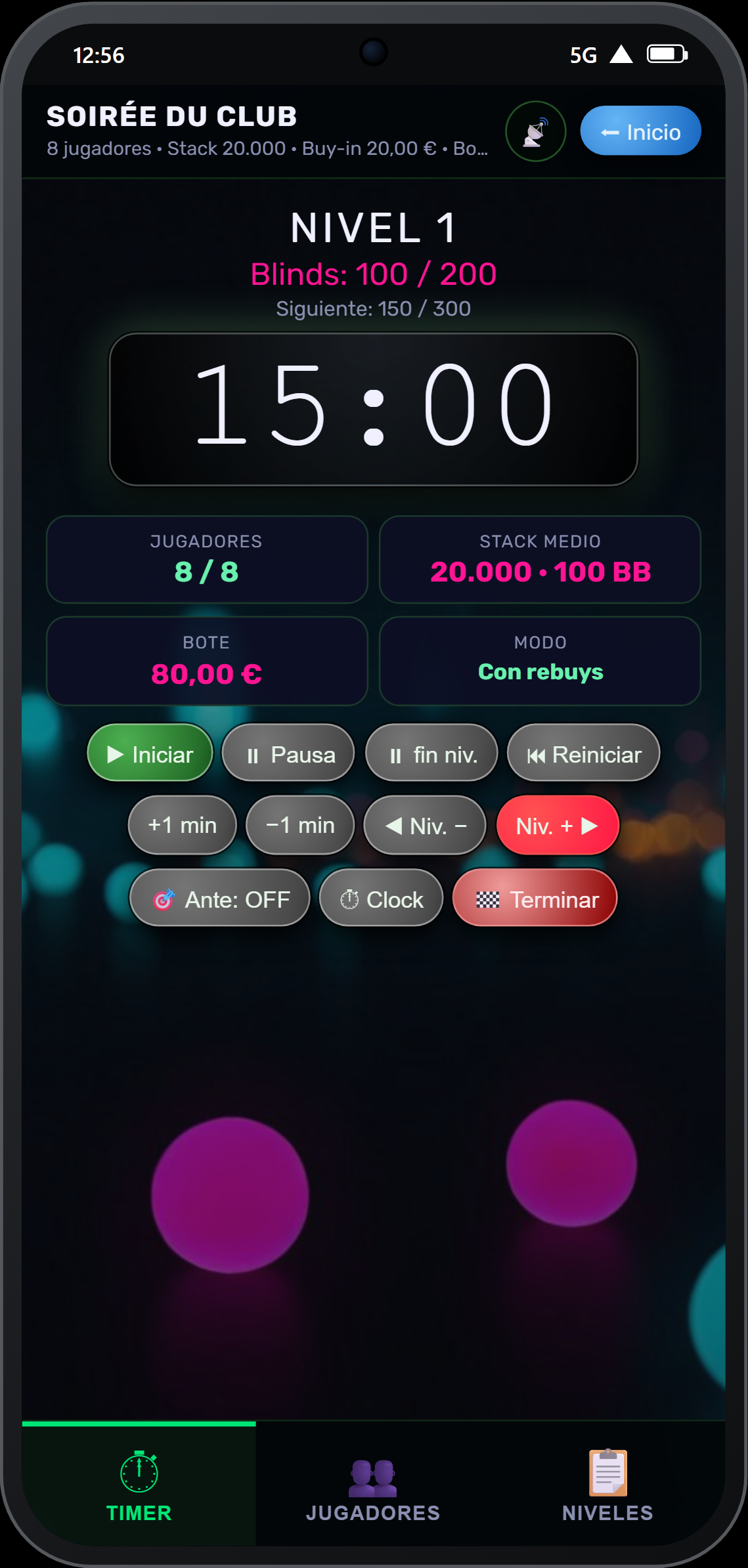 Temporizador en modo Vegas Neon