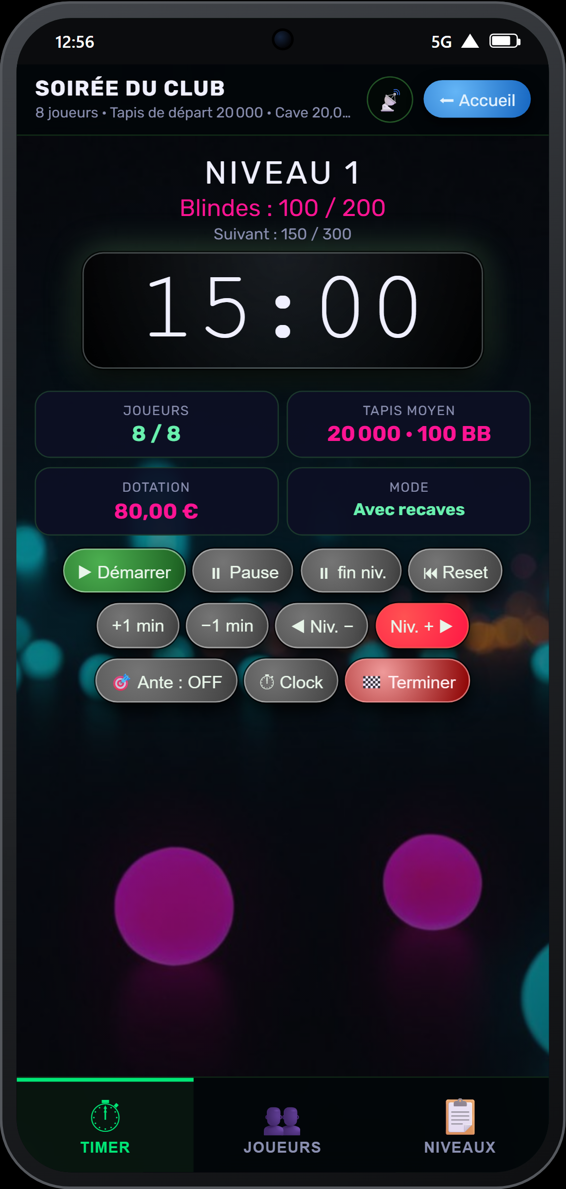 Timer en mode Vegas Neon