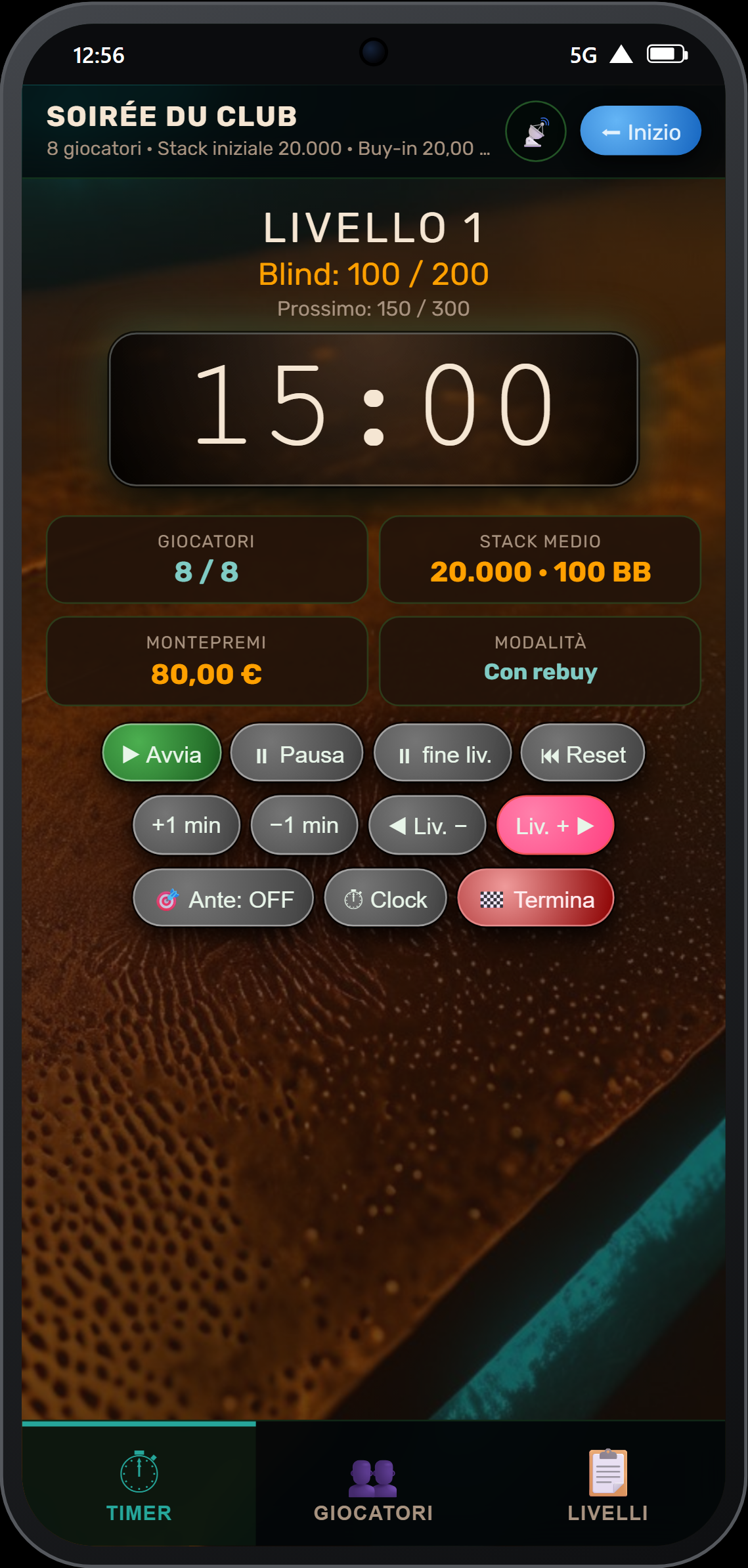 Timer in modalità Cantina