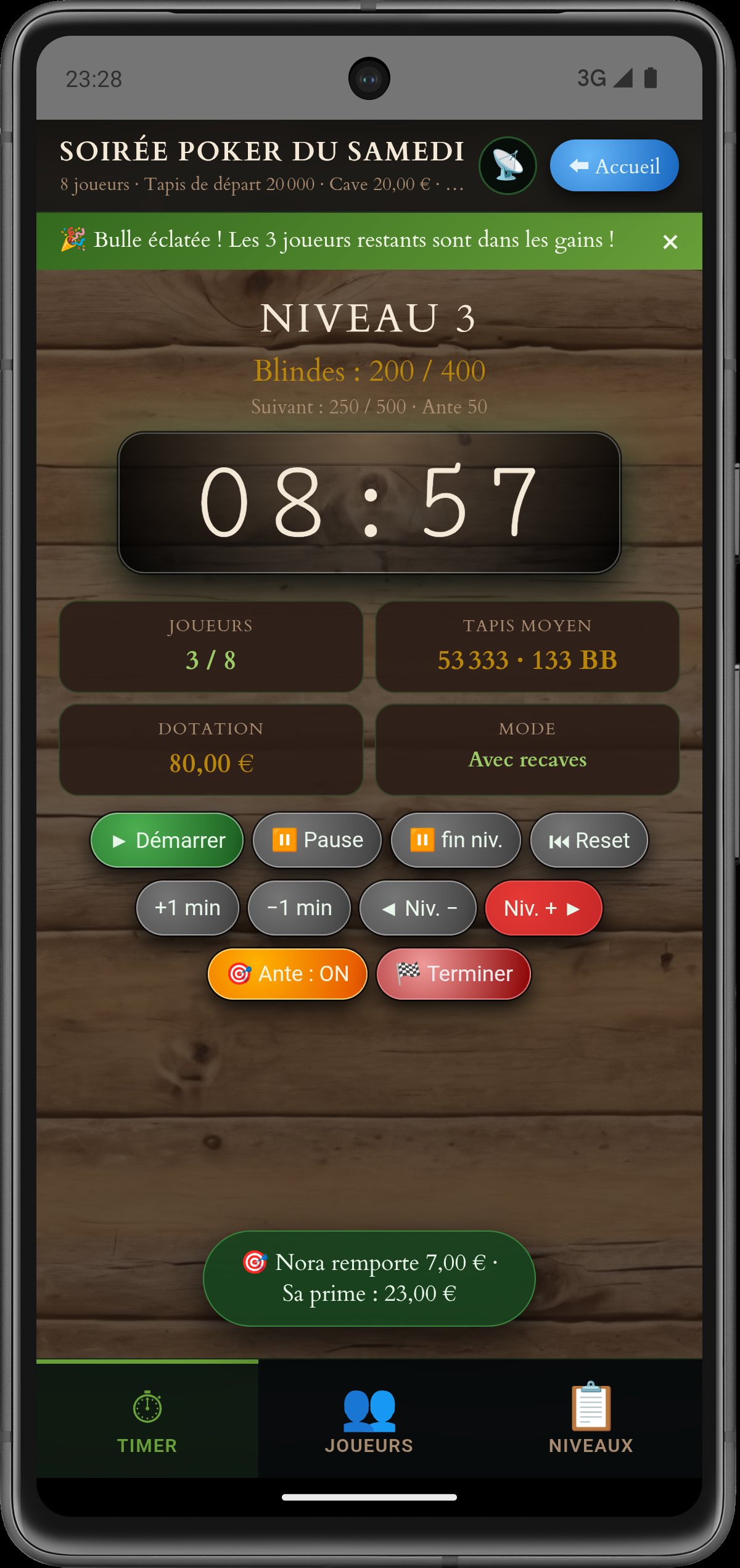 Timer en mode Saloon