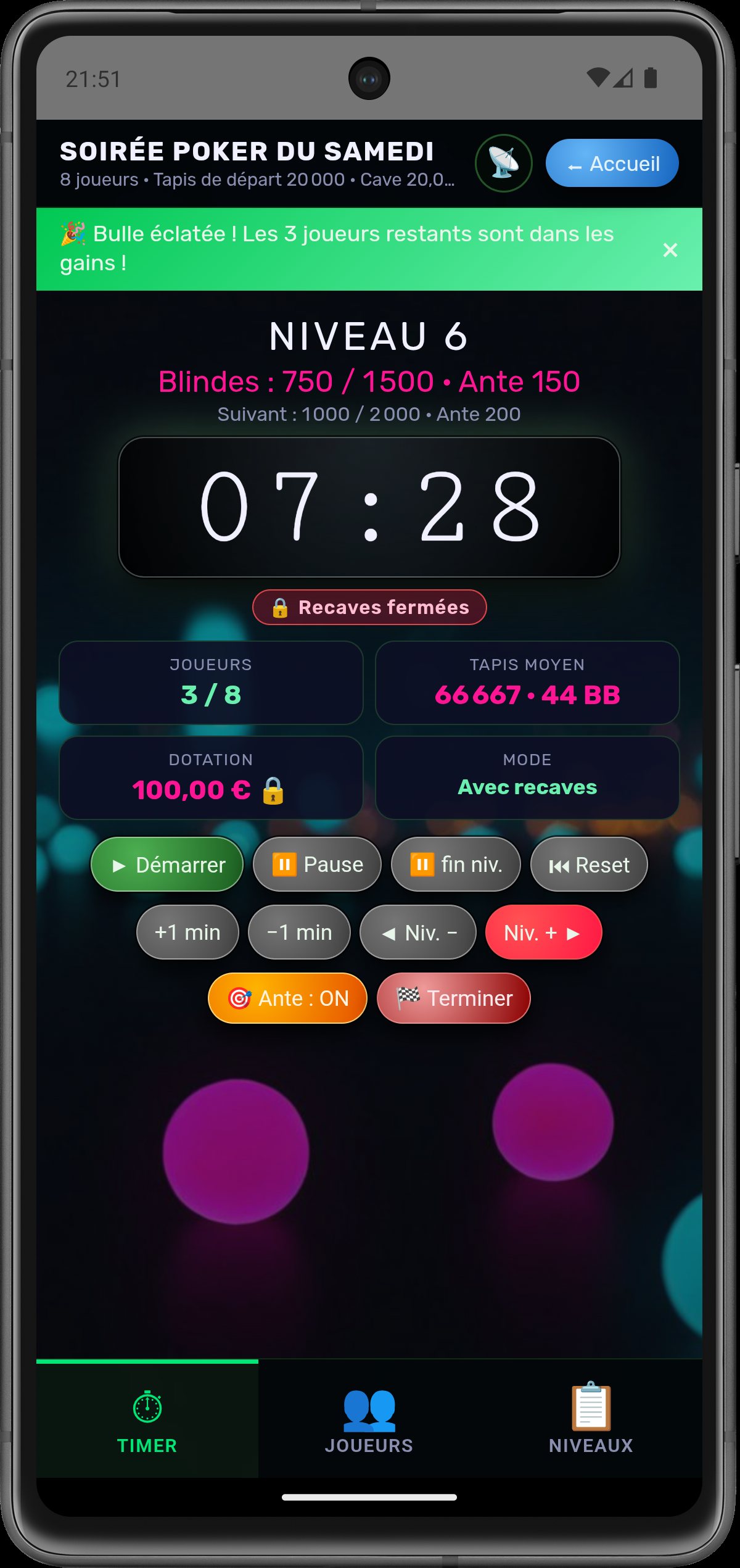 Timer en mode Vegas Neon